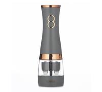 Tower T847004GRY - Molinillos eléctricos de sal y pimienta, funciona con pilas, con molinillos de cerámica ajustables, color gris y oro rosa