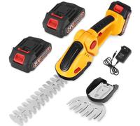 Towwoo 2 en 1 Tijera Cortacésped y Arreglasetos, Cortasetos inalámbricos de 24 V con 2 * 1500 mAh Batería y 2 Cuchillas y Cargador, Cortasetos Electrico para Arbustos, Jardín, Césped, Hoja de 30 cm
