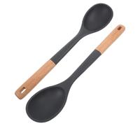 TOYANDONA 2 Cucharas Grandes para Servir y Mezclar Cocina para Cocinar de Silicona Mango de Madera, Resistentes al Calor y Antiadherentes, Utensilios Versátiles
