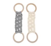 TOYANDONA 2 soportes para toallas de ganchillo, colgador con doble anilla | Colgador de toallas de macramé gris claro y beige, perchero para cocina, puerta del horno, estufa, decoración navideña
