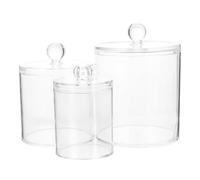 TOYANDONA 3 Piezas Caja de Algodón Transparente para Baño y Maquillaje Tapa | Set de Ps, Fácil de Abrir y Cerrar, Elegante para Tocador, Orden Visible y Recarga Sencilla