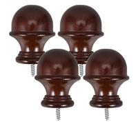 TOYANDONA 4 Piezas Cabezas Decorativas para Barra de Cortina Remates de Madera Redondos para Postes de Color Café Compatibles con Postes de Diseño Tornillo para Fácil Instalación Muebles y