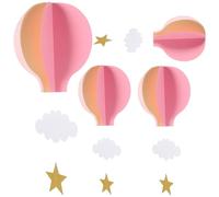 TOYANDONA 4 Piezas de Decoraciones 3d de Globos Aerostáticos, Móvil de Papel Colgante en Tonos Pastel con Nubes Y Estrellas Brillantes para Guardería, Techo de Habitación Infantil, Decoración