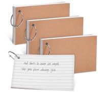 TOYANDONA 4 Piezas Tarjetas de Índice con Anilla, 4 Cuadernos, Papel Blanco Rayado