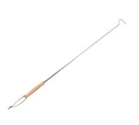 TOYANDONA Atizador Telescópico Mango de Madera de Acero Inoxidable | Ligero Color Plata, Gancho para Mover Leños y Carbón en Campamentos o Chimeneas