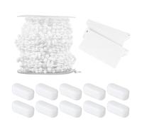 TOYANDONA Blanco de Plástico para Persianas Verticales Juego de Cadenas | Repuesto Fácil de Usar, Incluye 10 Metros, 2 Placas Inferiores y 10 Hebillas
