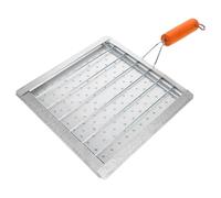 TOYANDONA Cesta para Parrilla Plegable de Acero Inoxidable y Madera, Ligera y Fácil de Transportar para Camping y Cocina Portátil, Diseño Cuadrado Multifuncional
