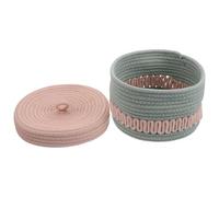 TOYANDONA Cesto Pequeño con Tapa de Cuerda de Algodón Cesta Organizadora Multiusos para Almacenamiento Estantes Cesta Decorativa Redonda para Dormitorio Infantil y Cocina