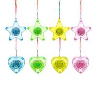 TOYANDONA Collar de Plástico Luces LED Brillantes, 8 Piezas Colgantes en Forma de Pentáculo y Corazón, Luz Intermitente y Cordón para Fiestas y Conciertos Color Aleatorio