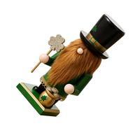 TOYANDONA Figura de Madera de Cascanueces Soldado Irlandés Verde Detalles de Trébol para Mesa y Oficina, Adorno Decorativo y Coleccionable para Día de San Patricio