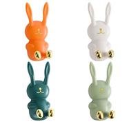 TOYANDONA Ganchos de Pared Forma de Conejo en Abs, sin Rebabas y Superficie Lisa, 4 Piezas, Estilo Adorable para Colgar Bolsos y Ropa en Habitación Infantil