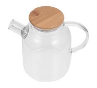 TOYANDONA Jarra de Agua Fría Tapa de Madera y Mango Cómodo de Vidrio de Borosilicato Capacidad Grande de 1600ml, Fácil de Limpiar, Adecuado para Recibir Invitados en Fiestas