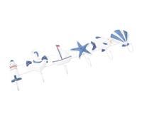 TOYANDONA Perchas Creativas de Madera Estilo Vintage Mediterráneo, Ganchos Decorativos Fuertes para Ropa y Decoración Verano en Mueble Recibidor Azul