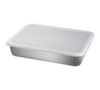 TOYANDONA Placa de Preparación de Cocina de Acero Inoxidable, Fondo Liso | Rejilla y Tapa, Estructura Profunda Apilable, para Repostería, Barbacoa y Verduras