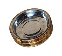 TOYANDONA Plato de Verduras Estilo Barril de Madera para Servir Comida, Superficie Lisa y Material de Madera y Acero Inoxidable, Adecuado para Uso Doméstico