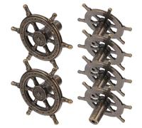 TOYANDONA Pomos y tiradores para cajones y armarios, manijas de gabinete, 6 piezas, aleación de zinc, dorado, timón de barco, agarre ergonómico, reemplazo para cupboard y cabinet, estilo