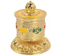 TOYANDONA Rueda De Oración Estatua Budista De La Suerte Rueda Giratoria De Mesa Tibetana Estatuas De Oración Budista Decoración De Oración Feng Shui Rueda Tibetana Papel Familiar Nepal