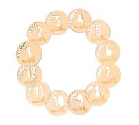 TOYANDONA Tarjetas Mensuales Huecas para Bebés de Plástico Color Caqui, Decoración Diseño Calado, Pack de 12 Piezas para Fotos de Baby Shower y Recuerdos