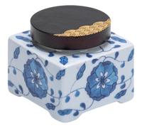 TOYANDONA Tarro de Almacenamiento de Porcelana en Tonos Azules Pequeña Tapa Sellada, Bote de Té Multifunción para Cocina y Hogar, Diseño Vintage Chino Patrón Floral y Cierre Hermético
