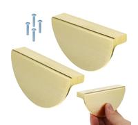 TOYANDONA Tirador Dorado Semicircular y Espaciamiento de Agujeros de 64mm, Pack de 2 Piezas de Aluminio Fácil de Quitar Tacto Cómodo, Diseño Elegante para Armario y Cómoda