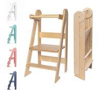 TOYBOX Torre de Aprendizaje Plegable, Torre Aprendizaje Montessori, Torre Montessori, Learning Tower (Madera Natural)