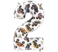 Toyland® 66cm (26”) Monster Jam™ Globo de aluminio número 2 - Globo de cumpleaños de camión monstruo grande - Decoración para fiestas, aire o helio, autosellant