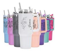 toyofmine Vaso térmico personalizado de 40 oz grabado con nombre - Taza de viaje de acero inoxidable personalizable, con doble pared aislante para bebidas frías y calientes.