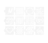 Toyvian 12 Plantillas para Decorar Pan y Pasteles de Masa Madre, Accesorios Versátiles de Pet para Repostería y Celebraciones Diy, Pack de 12 Piezas de Color Blanco