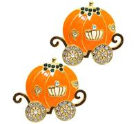 Toyvian 2 Piezas Servilleteros y Rhinestones para Halloween y Acción de Gracias de Aleación Forma de Carrito de Calabaza Decoración Ligera y Delicada para Mesa Principal