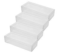 Toyvian 4 Piezas Caja de Almacenamiento Rectangular con Tapa, Plástico | Cosméticos y Papelería, Diseño Apilable, Alta Visibilidad, Uso en Cocina o Escritorio, 15,4x6,2x3,8cm