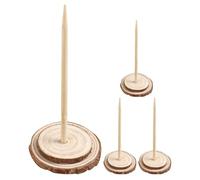 Toyvian 4 Piezas Soporte de Madera para Árbol Navideño Mini Clavija Central | Base Rústica 5,91x2,56 Pulgadas, Montaje Sencillo, Ayuda a Evitar Movimiento y Deslizamiento