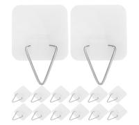 Toyvian 50 Unidades Colgadores de Cuadros Adhesivos Autoadhesivos para Paredes de Hormigón, Ganchos de Plástico Blancos sin Taladro para Marcos y Platos Decorativos en Dormitorios