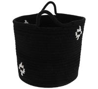 Toyvian Cesta de Almacenaje Redonda Negra de Cuerda de Algodón | Decorativa y Minimalista, con Asas Cómodas, para Mandos y Correo, Adecuado en Dormitorio Infantil