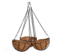 Toyvian Maceta Colgante Redonda de Metal y Fibra Natural de 25 Cm Soporte para Plantas y Forro, Adecuado para Decoración Verano en Exteriores y Hoteles