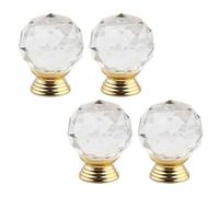 Toyvian Perillas de Aleación de Zinc de Cristal de Cajón Doradas Base 4 Piezas, Instalación Fácil para Muebles y Uso en Hogar