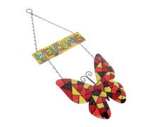 Toyvian Tablero De Bienvenida Colgante Letrero De Bienvenida Decoración De Hierro Forjado Mariposas Placa De Jardín