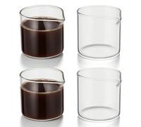 TOYZFRIENDY Jarra de Leche de Vidrio 110ml Set de 4 Unidades Taza Mini para Servir Jarabe Caliente y Aderezos para Restaurantes
