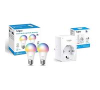 TP-Link Tapo L530E 2-Pack - Bombilla LED inteligente Wi-Fi, multicolor, regulable, E27, 8.7 W 806 lm, compatible con Alexa y Google Home & 【Nuevo】 Tapo P110 - Mini Enchufe Inteligente Wi-Fi