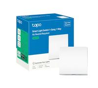 TP-Link Tapo Smart Interruptor de luz de 1 vía, mando a distancia y control por voz, modo apagado, no requiere neutral, batería incluida, funciona con Alexa y Google, Blanco