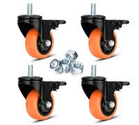 TQNVCKFP de Alta Resistencia Giratorio Ruedas 3 Pulgada Ruedas con Vástago 1/2"-13 x 1 Dual De Bloqueo Industrial Rueda Seguridad Ruedas de Carga 1000 Lbs Ruedas Juego de 4 para Carrito, Muebles