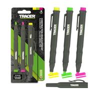 Tracer Juego de resaltadores de mercado, amarillo, verde y rosa, paquete de 3. Fluorescente, no tóxico, a prueba de manchas, antisecado, grado de construcción