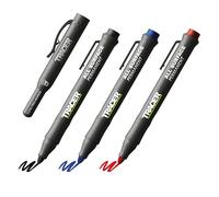 Tracer Kit de marcadores de construcción sin obstrucciones con funda (marcadores multiusos perfectos para superficies brillantes y polvorientas) - Negro, azul y rojo
