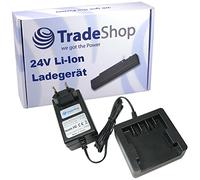 Trade-Shop Cargador de batería de iones de litio de 24 V, compatible con Greenworks GL0761020718, compatible con Powerworks 32 cm, P24LM32 P24AB P24ST
