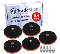 Trade-Shop - Juego de 5 discos de lijado con cierre autoadherente y placa de apoyo con mandril M14 para herramientas eléctricas con rosca M14, diámetro de 150 mm, 8500 rpm