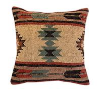 Trade Star - Funda de cojín de Yute Indio Tejida a Mano, Almohada Kilim, Funda de Almohada de 18 x 18, Boho decoración del hogar, Funda de Almohada Vintage
