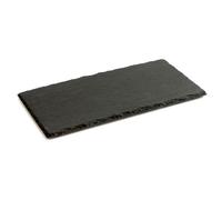 Tradineur - Bandeja Rectangular de Pizarra - Plato para hostelería, Servicio y degustación - Canto rústico - Tabla de Piedra Natural para Servir Aperitivos - 40 x 20 cm