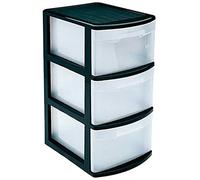 Tradineur - Cajonera Tamesis multiusos de 3 cajones - Sin ruedas - Fabricado en plástico - 58,5 x 28,5 x 39 cm - Color Negro