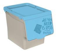 Tradineur - Contenedor apilable de polipropileno, cubo de basura, caja de almacenamiento de residuos, fácil apertura, reciclaje, cocina (Papel, 27 litros, 31,5 x 29,5 x 39,5 cm) Multicolor