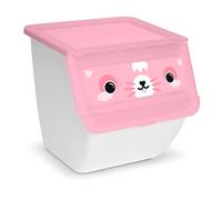 Tradineur - Contenedor apilable - Fabricado en plástico - Organizador para la basura, caja de almacenamiento de residuos, reciclaje - Diseño Conejo - 36 litros - 36 x 38,5 x 38 cm Multicolor