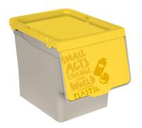 Tradineur - Contenedor apilable, polipropileno, cubo de basura, caja de almacenamiento de residuos, fácil apertura, reciclaje, cocina (Plástico, 27 litros, 31,5 x 29,5 x 39,5 cm) Multicolor